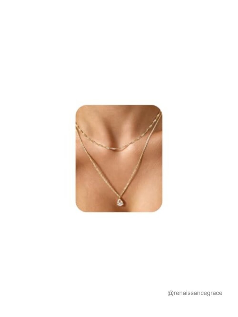 Layered Gold Necklaces Women Dainty CZ 14K Gold Plated Stainless Steel Stack